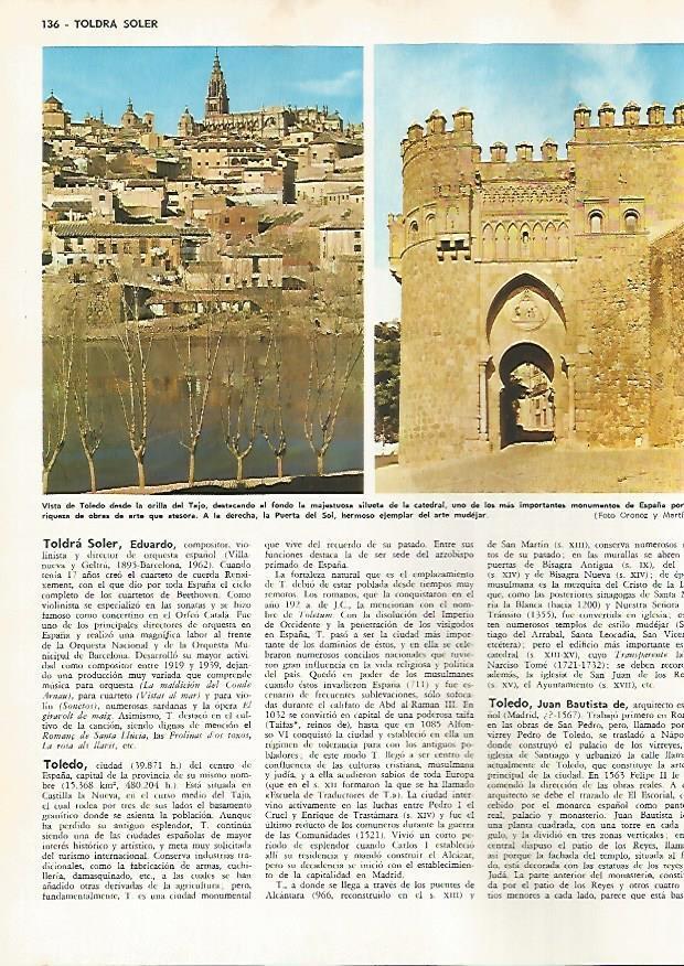 LAMINA MONITOR 0709: Vista y Puerta del Sol en Toledo