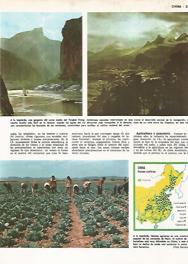 LAMINA MONITOR 0835: Garganta del Yangtze Kiang y mapa de plantas oleiferas de China