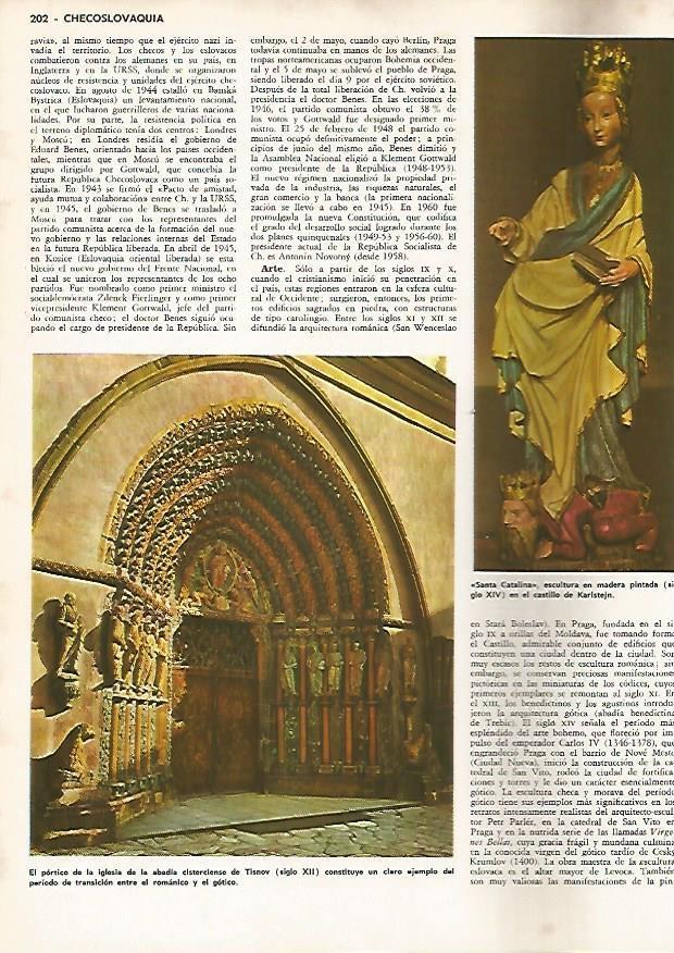 LAMINA MONITOR 0826: Portico de la Abadia de Tisnov y escultura de Santa Catalina