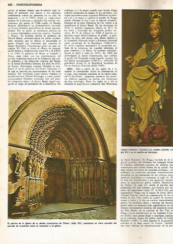 LAMINA MONITOR 0826: Portico de la Abadia de Tisnov y escultura de Santa Catalina