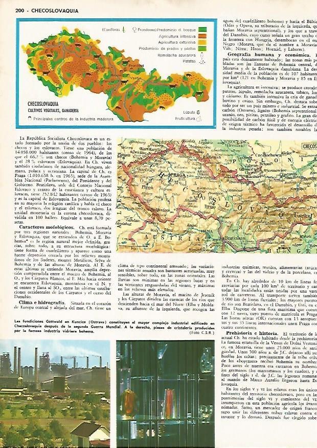 LAMINA MONITOR 0825: Mapa de Checoslovaquia y fundiciones Gottwald en Kuncice