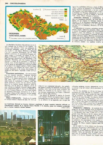 LAMINA MONITOR 0825: Mapa de Checoslovaquia y fundiciones Gottwald en Kuncice