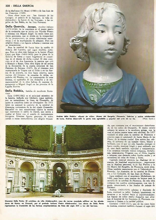 LAMINA MONITOR 0852: Busto de niño, por Della Robbia y el Ninfo de la Villa Aldobrandini