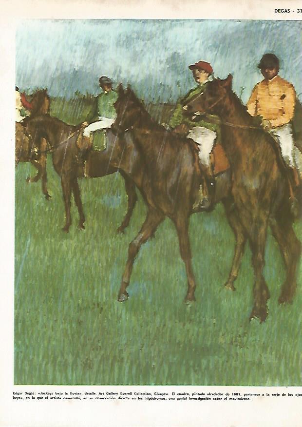 LAMINA MONITOR 0849: Jockeys bajo  la lluvia, por Edgar dEgas