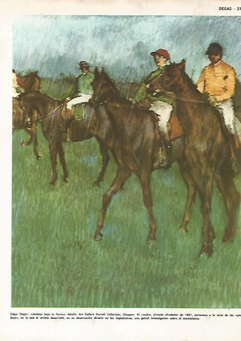 LAMINA MONITOR 0849: Jockeys bajo  la lluvia, por Edgar dEgas