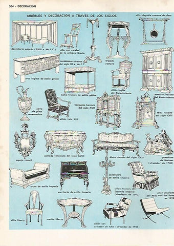 LAMINA MONITOR 0848: Muebles y decoracion a traves de los siglos