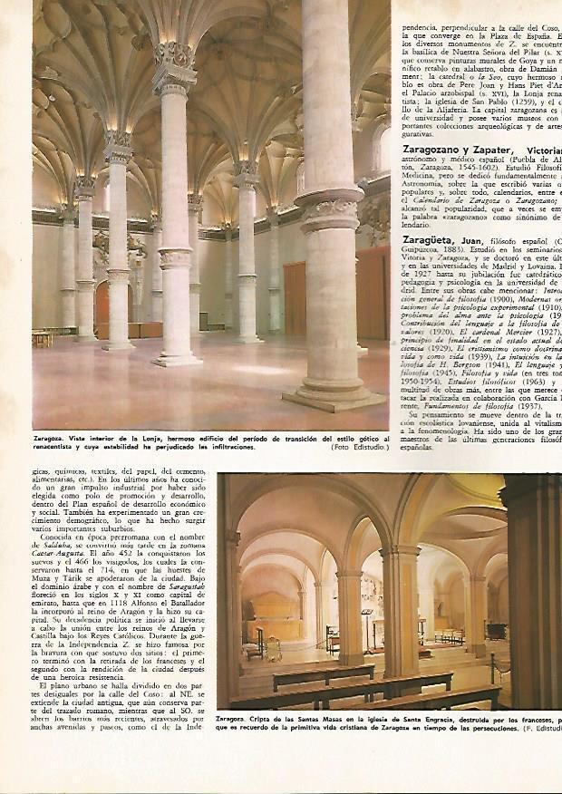LAMINA MONITOR 0785: Interior de la Lonja y Cripta de las Santas Masas en Santa Engrancia de Zaragoza