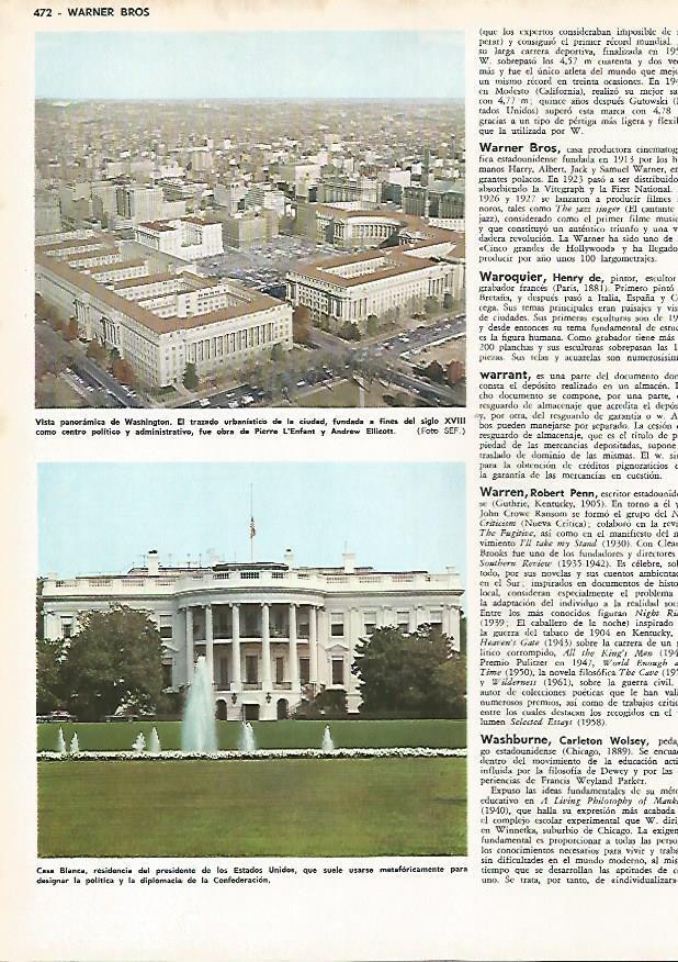 LAMINA MONITOR 0779: Vista aerea de Washington y Casa Blanca
