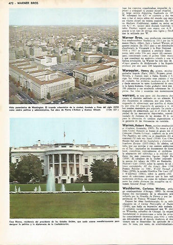 LAMINA MONITOR 0779: Vista aerea de Washington y Casa Blanca