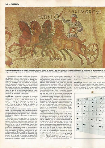 LAMINA MONITOR 0817: Cuadriga, mosaico del circo romano de Gerona