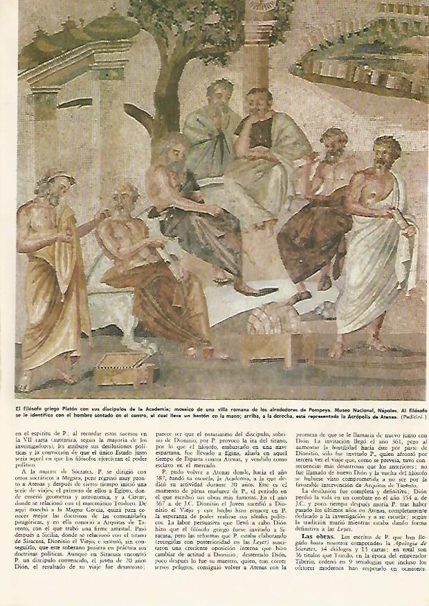 LAMINA MONITOR 0556: Mosaico de Platon en Pompeya