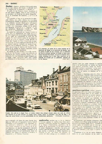 LAMINA MONITOR 0579: Mapa del Quebec y calle en Upper Town de Quebec