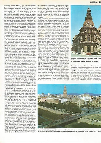 LAMINA MONITOR 0512: Ayuntamiento de Cartagena y vista de Murcia