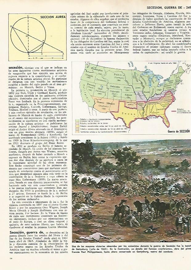 LAMINA MONITOR 0653: Mapa de la Guerra de Ssecesion y batalla de Gettysburg