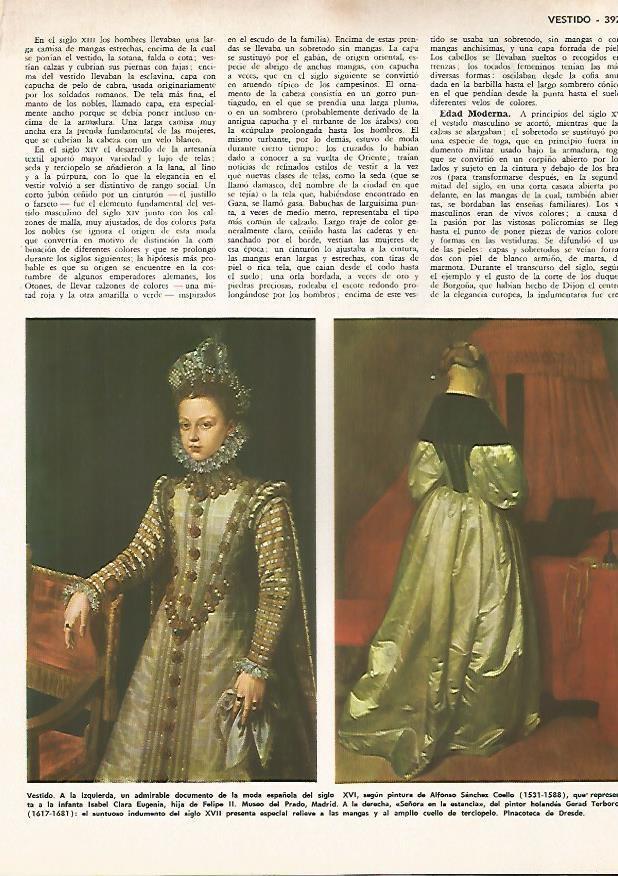 LAMINA MONITOR 0867: Infanta Isabel Clara Eugenia, por Sanchez Coello y Señora en la estancia, por Terboch