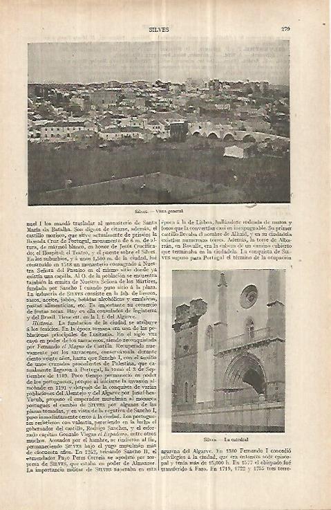 LAMINA ESPASA 33010: Vista y catedral de Silves, Portugal