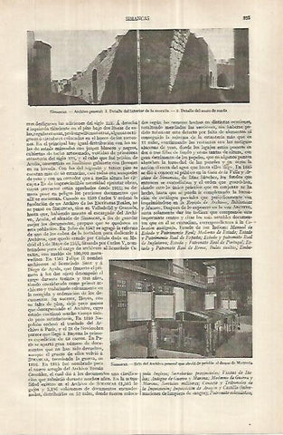 LAMINA ESPASA 33029: Archivo, muralla y muro de ronda de Simancas, Valladolid