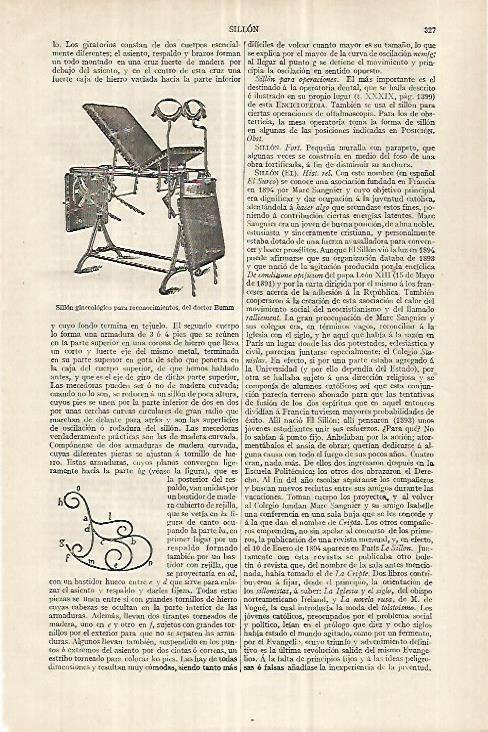 LAMINA ESPASA 33028: Sillon ginecologico del doctor Bumm