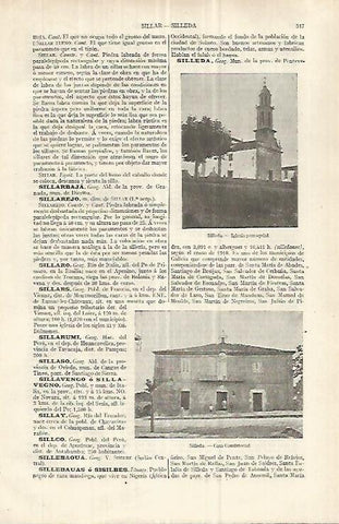 LAMINA ESPASA 33023: Iglesia y ayuntamiento de Silleda, Pontevedra