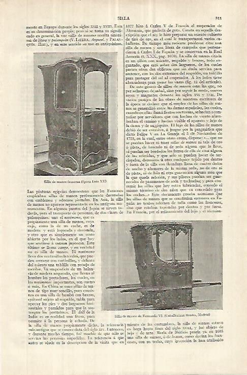 LAMINA ESPASA 33021: Silla de mano de Francia y de Fernando VI