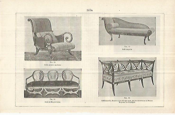 LAMINA ESPASA 33019: Sofa imoerio, sillon aleman y sofa de Hepplewhite