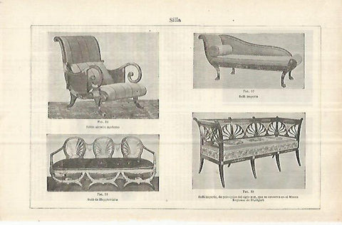 LAMINA ESPASA 33019: Sofa imoerio, sillon aleman y sofa de Hepplewhite