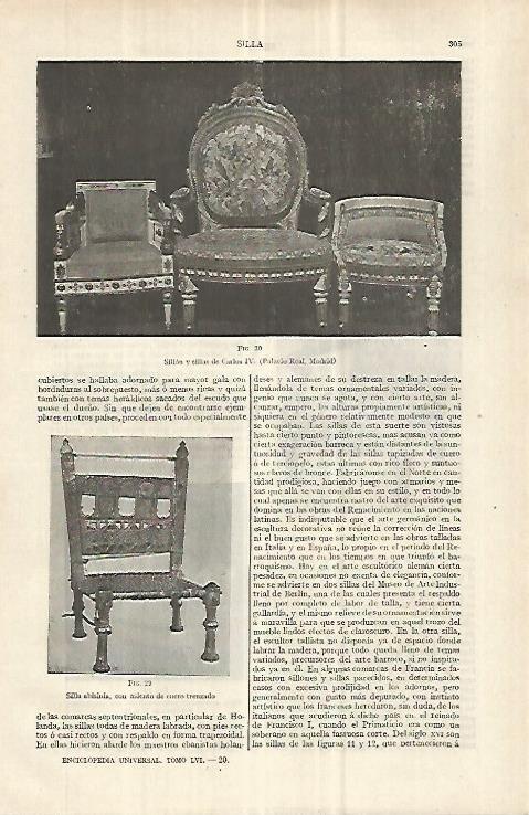 LAMINA ESPASA 33018: Sillon y sillas de Carlos IV
