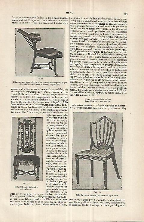 LAMINA ESPASA 33017: Silla del poeta Gay y silla del siglo XVIII