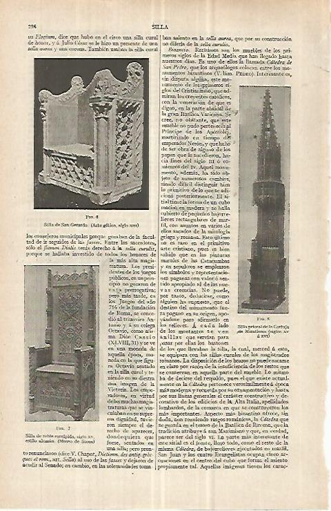 LAMINA ESPASA 33013: Silla de San Gerardo y silla prioral de la Cartuja de Miraflores