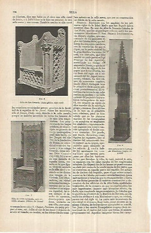 LAMINA ESPASA 33013: Silla de San Gerardo y silla prioral de la Cartuja de Miraflores