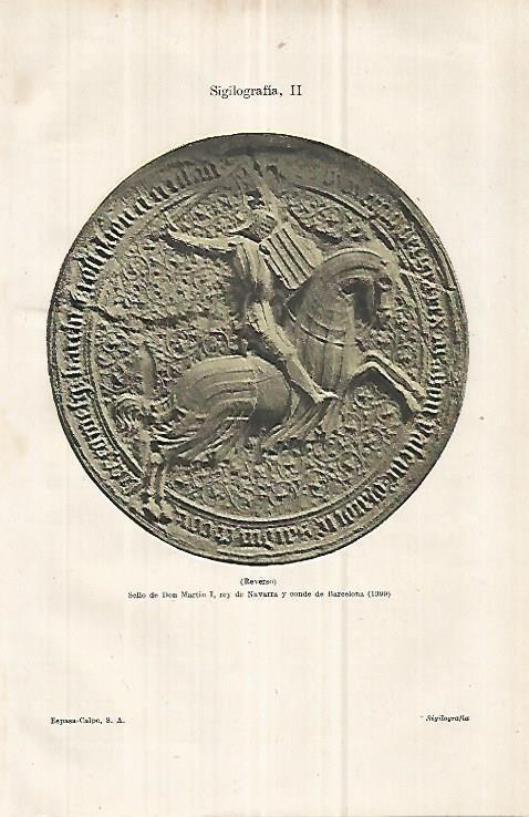 LAMINA ESPASA 32978: Reverso del sello de Martin I de Aragon