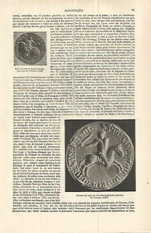 LAMINA ESPASA 32977: Reverso del sello de la Comunidad de Jurados de Navarra de 1297
