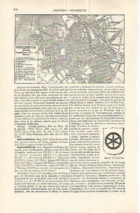 LAMINA ESPASA 32940: Plano de Osnabruck, Alemania