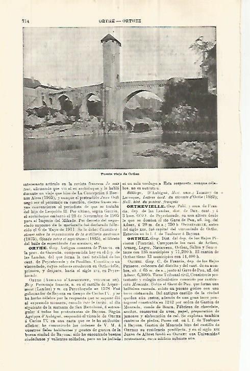LAMINA ESPASA 32919: Puente viejo de Orthez, Francia