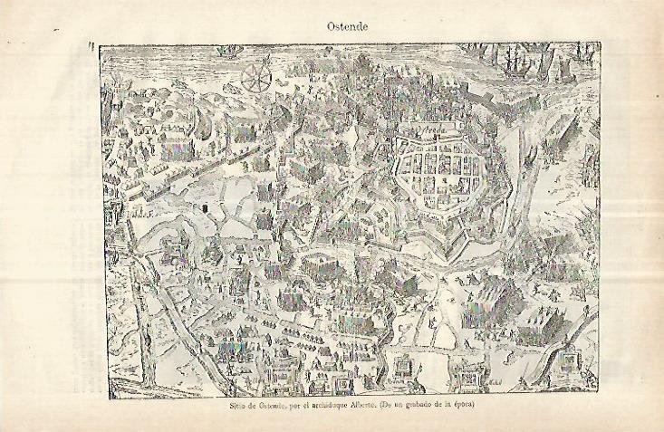 LAMINA ESPASA 32949: Mapa del Sitio de Ostende, Belgica