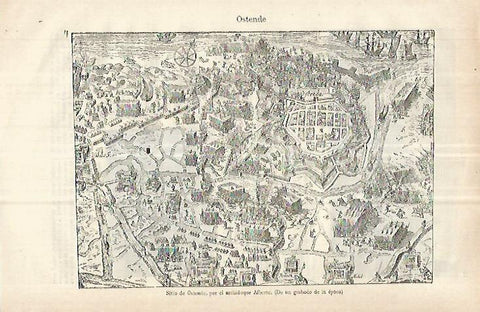 LAMINA ESPASA 32949: Mapa del Sitio de Ostende, Belgica