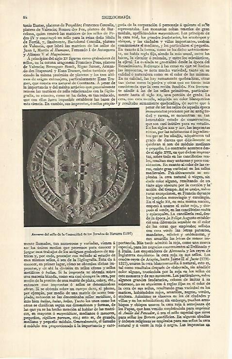 LAMINA ESPASA 32976: Anverso del sello de la Comunidad de Jurados de Navarra de 1297
