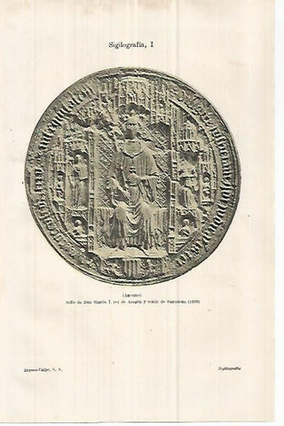 LAMINA ESPASA 32975: Anverso del sello de Martin I de Aragon