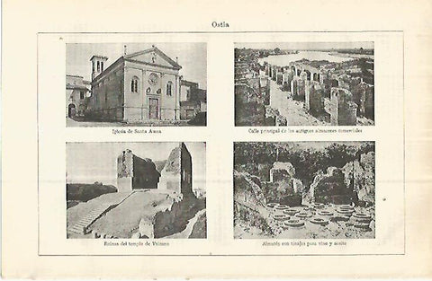 LAMINA ESPASA 32951:Iglesia y ruinas de Ostia, Italia