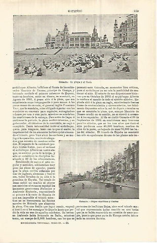 LAMINA ESPASA 32950: Playa, paseo y casino de Ostende, Belgica