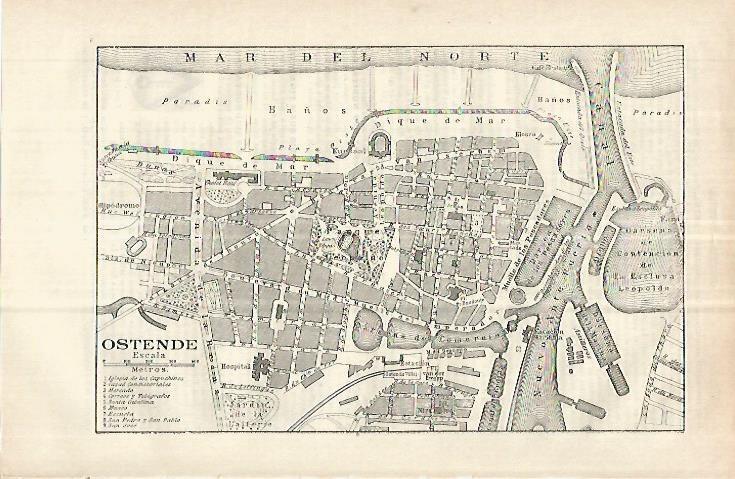 LAMINA ESPASA 32948: Plano de Ostende, Belgica