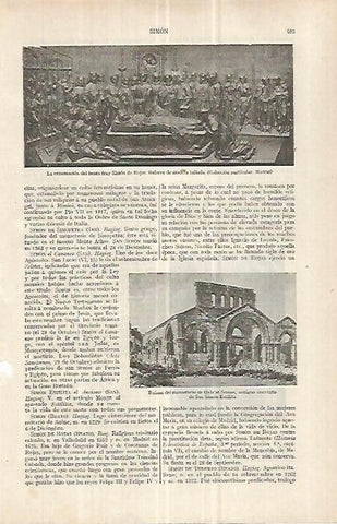 LAMINA ESPASA 33041: La exhumacion del beato Simon de Rijas, relieve en madera