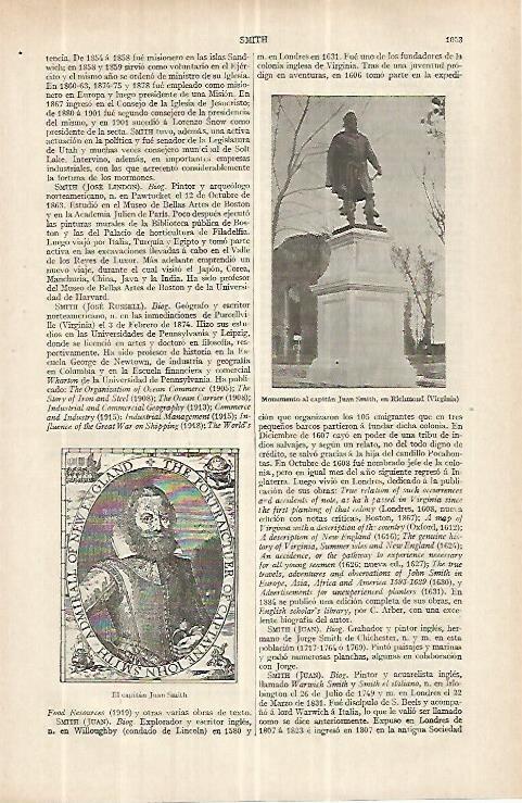 LAMINA ESPASA 33129: Monumento al Capitan Smith en Richmond, Estados Unidos
