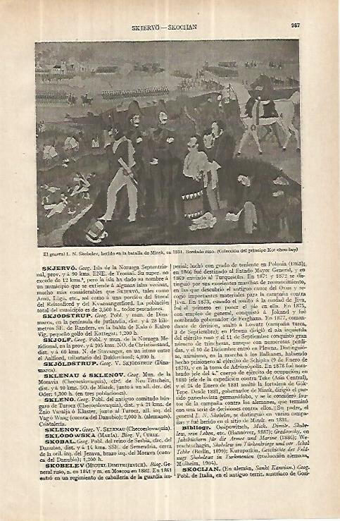 LAMINA ESPASA 33120: El general Skobelev en la batalla de Minsk de 1831, bordado ruso