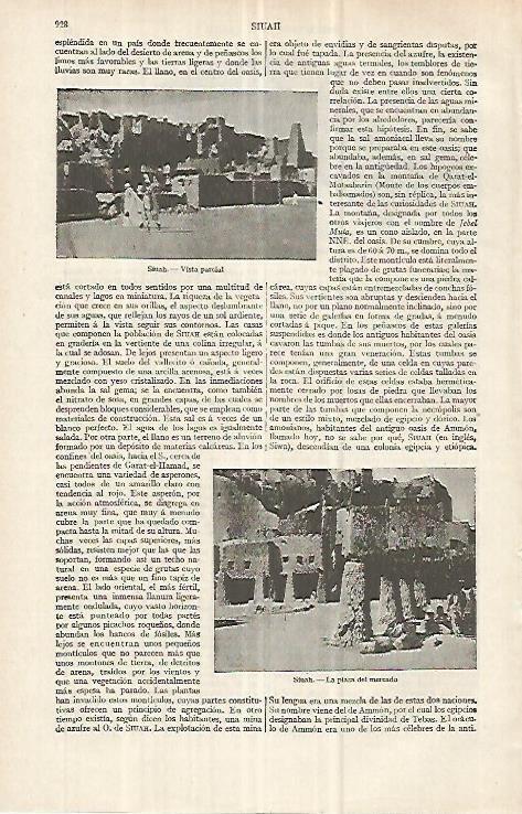 LAMINA ESPASA 33105: Plaza del mercado y vista de Siuah, Egipto
