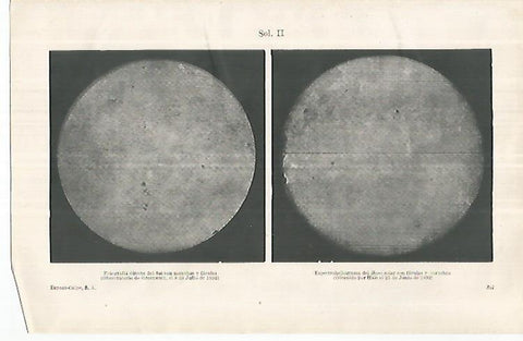 LAMINA ESPASA 33159: Fotografia del sol del 8 de julio de 1882 y espectroheliograma del 25 de junio de 1892