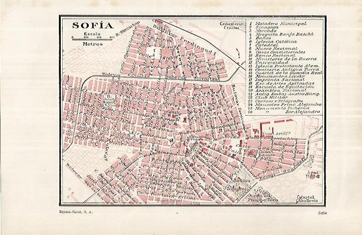 LAMINA ESPASA 33150: Plano de Sofia, Bulgaria