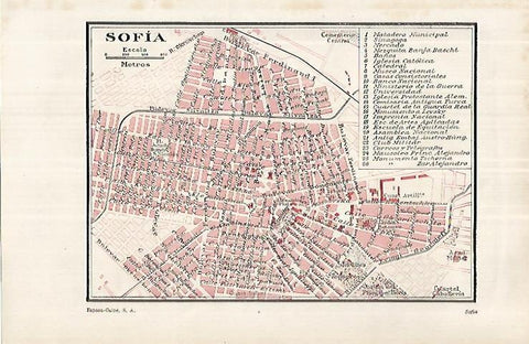 LAMINA ESPASA 33150: Plano de Sofia, Bulgaria