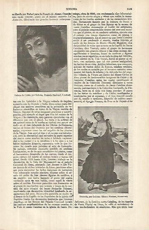 LAMINA ESPASA 33144: Cabeza de Cristo y Lucrecia, por Sodoma