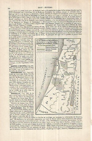 LAMINA ESPASA 33069: Mapa de las colonias de Sion en Palestina